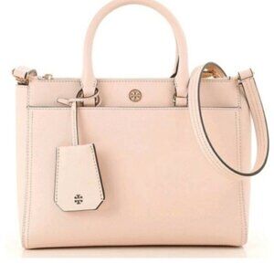 Tory Burch Double Zip Saffiano Leather Pink Tote Handbag Cossbody
